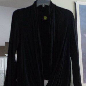 24/7 Comfort Solid Black Cardigan - Size Small
